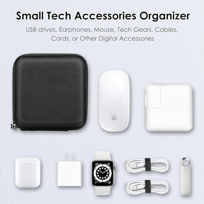 FINPAC Hard Case for MacBook Charger, Small Electronic Organizer Bag for MacBook Power Adapter, Portable Pouch Travel Storage for Laptop Accessories, Magic Mouse, USB Drives, GoPro, Gadgets - Black