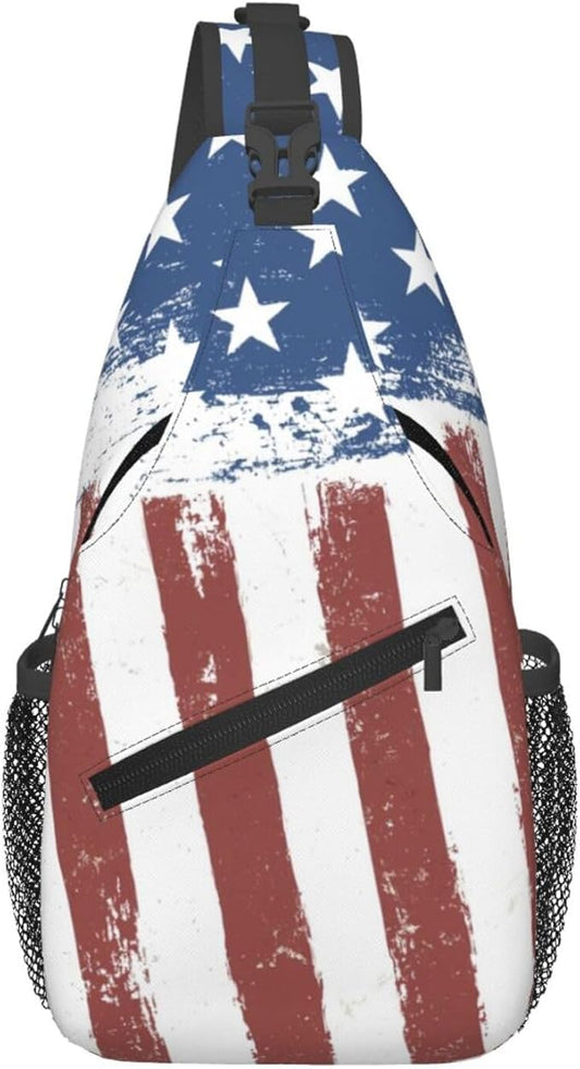 American Flag Sling Bag Multipurpose Crossbody Sling Backpack Travel Cycling Hiking Shoulder Bag For Women Men