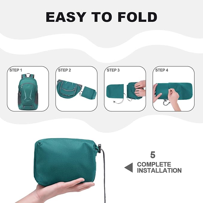 MIYCOO Backpack - Ultra Lightweight Packable Backpack for Travel Camping, 45L Hiking Back Pack Waterproof Foldable Daypack for Men Women Green