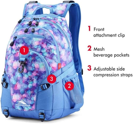 High Sierra Loop Backpack, Travel, or Work Bookbag with tablet sleeve, One Size, Shine Blue/Lapis