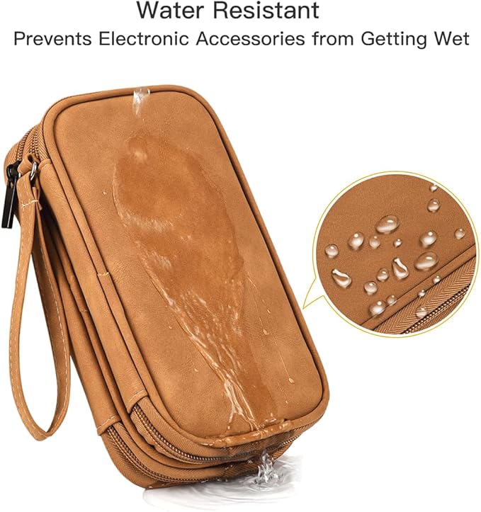 Universal Electronics Accessories Carrying Case, Electronic Cable Organizer Bag, Travel Cable Accessories Bag Pouch for Cable, USB, Cord, Charger, Phone, Power Bank, Earphone (Brown, Large)