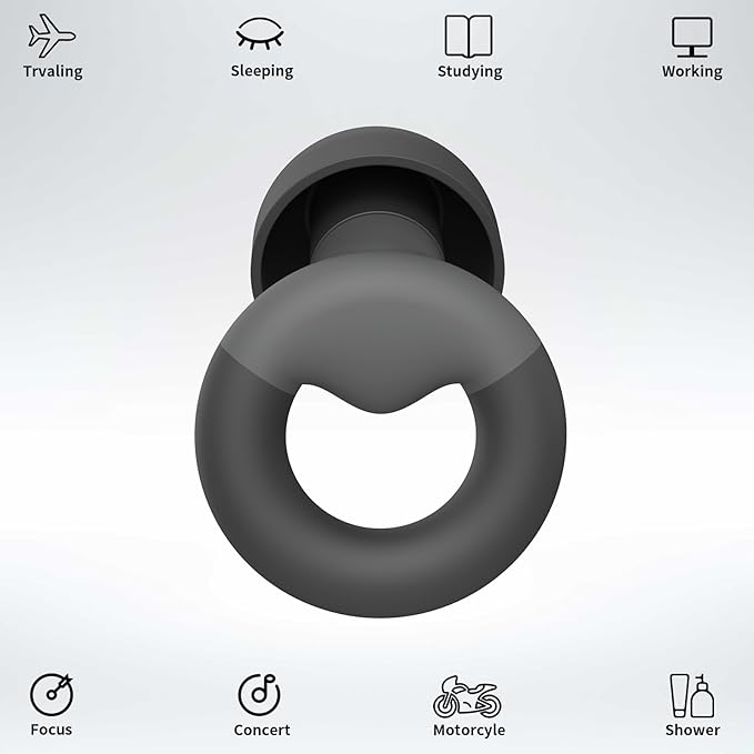 Earplugs for Sleeping,Noise Reduction Soft Silicone Ear plugs with 7 Pairs Ear tips&One Connection Cord,Hearing Protection Reusable Earplugs for Sleeping,Concert,Work&Sound Reduction 25dB-30db