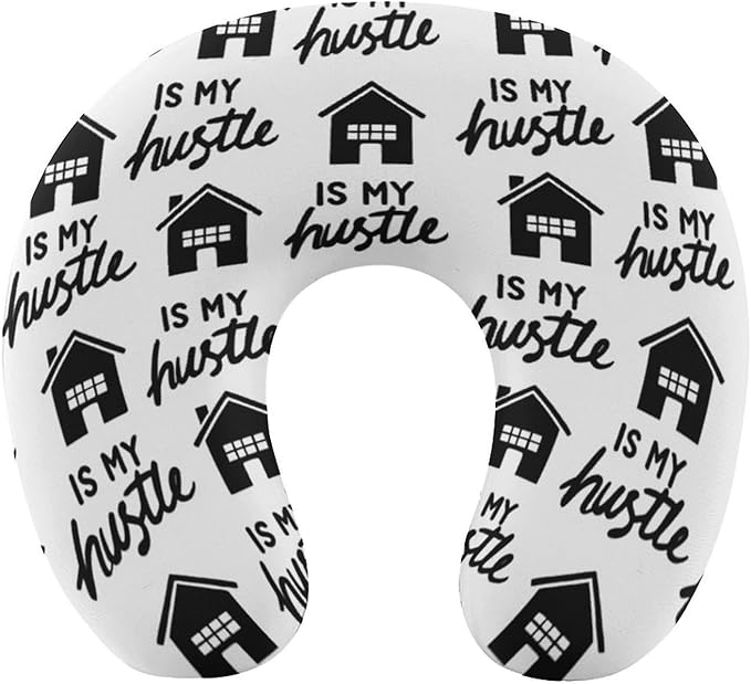 Premium Memory Foam Travel Pillow, Real Estate is My Hustle Funny Realtor U-Shaped, Head Support U-Shape for Bus Airplane Restful Sleep, Washable Breathable Cover