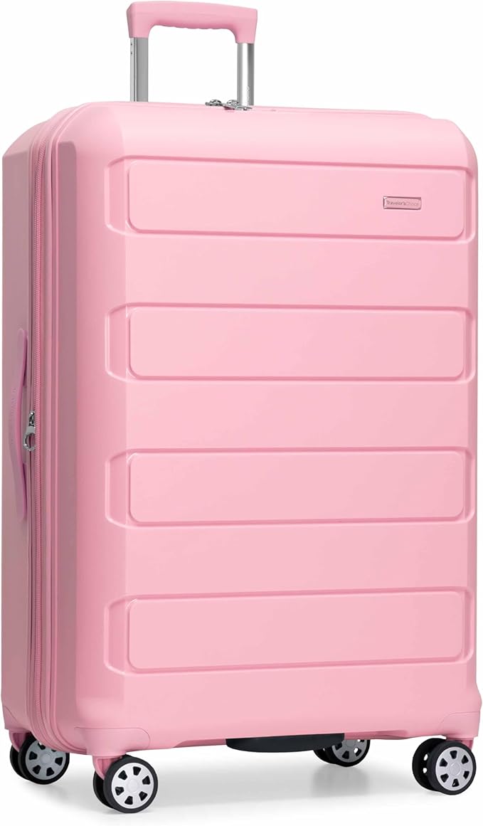 Traveler's Choice Pagosa Indestructible Hardshell Expandable Spinner Luggage, Pink, 30-Inch Large