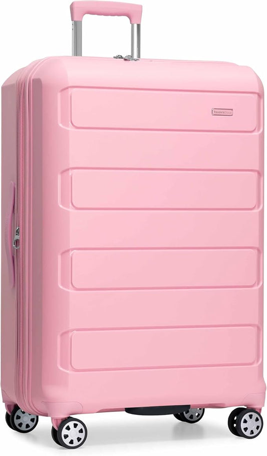 Traveler's Choice Pagosa Indestructible Hardshell Expandable Spinner Luggage, Pink, 30-Inch Large