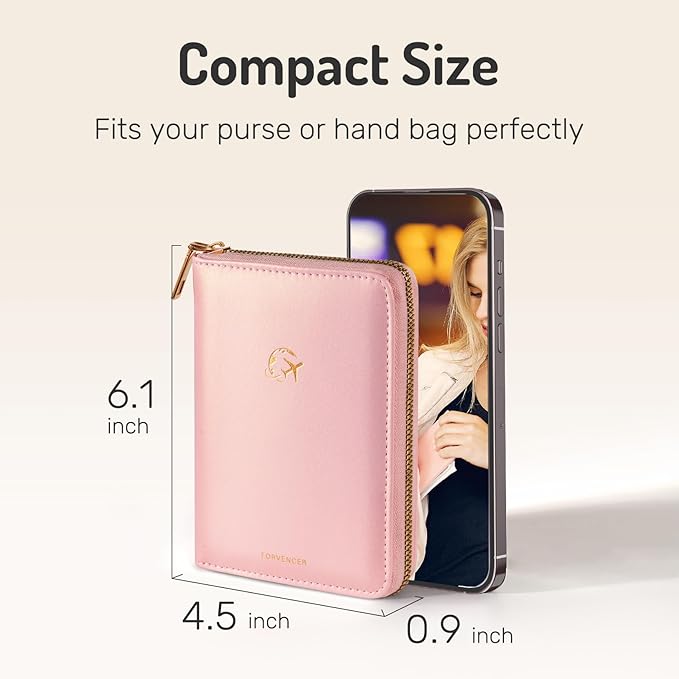 Forvencer Passport Holder Cover with Safe Zipper Closure, Premium Passport Wallet for Travel, Cute RFID Blocking Card Case, Waterproof Travel Accessories for Women, Lilac