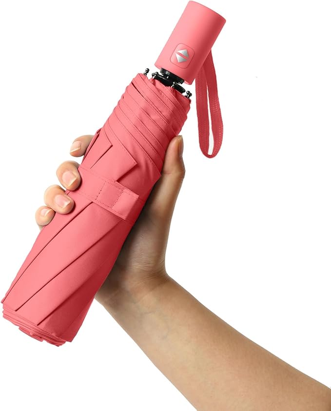 BAODINI Small UV Protection Travel Umbrella Compact for Rain and Sun UPF 50+ Windproof Portable 42 inch Umbrella for Women and Men