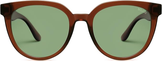 SOJOS Trendy Cat Eye Round Polarized Sunglasses for Women Fashion UV Protection Sunnies Sunglasses SJ2175