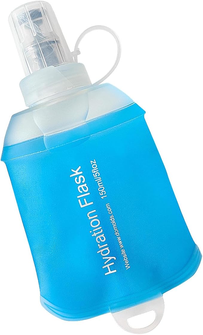 WILDREEDS 150ml Soft Flask, TPU Collapsible Soft Water Bottle for Hydration Pack, Running Vest, Folding Water Bottle for Hiking Cycling Climbing-1Pcs, Blue