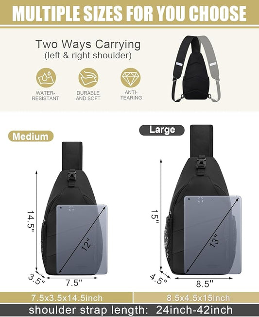 Pritent Crossbody Bags for Women Men Trendy Sling Bag Backpack Casual Chest Bag with Convertible Shoulder Strap