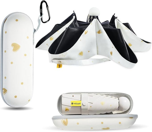 Compact Travel Umbrella - Mini Manual Umbrella for Purse, Windproof & UPF 50+ Sun & Rain Protection, Lightweight Portable Folding with Case for Women, Men，Kids