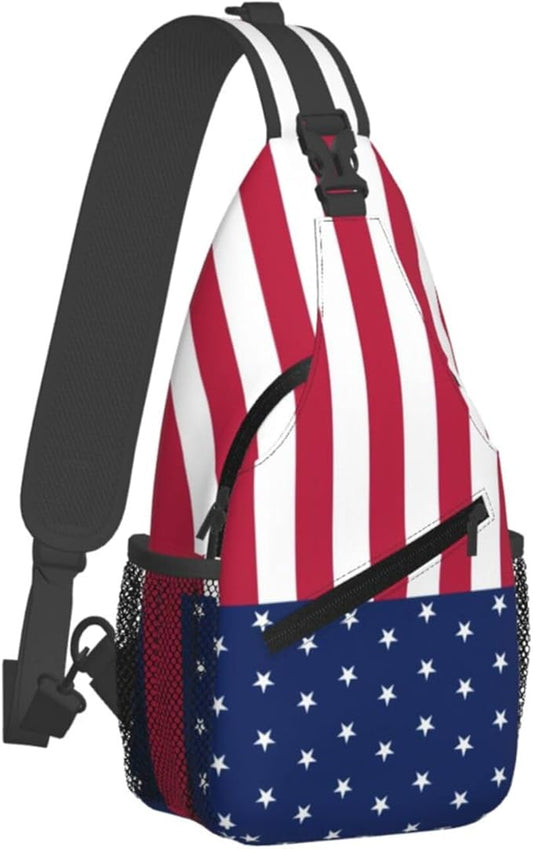 American Flag Sling Bag Multipurpose Crossbody Sling Backpack Travel Cycling Hiking Shoulder Bag For Women Men