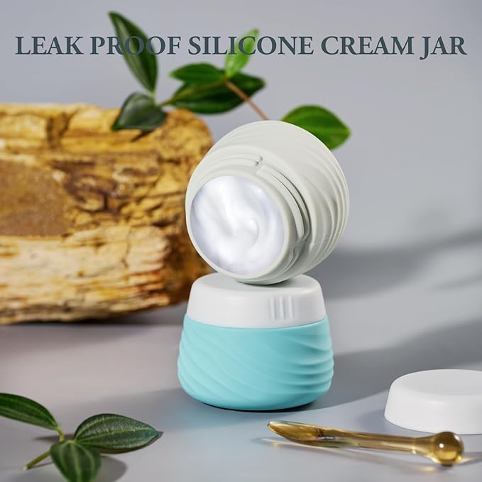 Travel Containers for Toiletries, Silicone Jar with Lid Eternal Moment, TSA Approved Travel Size Bottles with Clear Bag, Leak-proof Traveling Accessories Cosmetic for Lotion Face Body Cream (4 Pack)