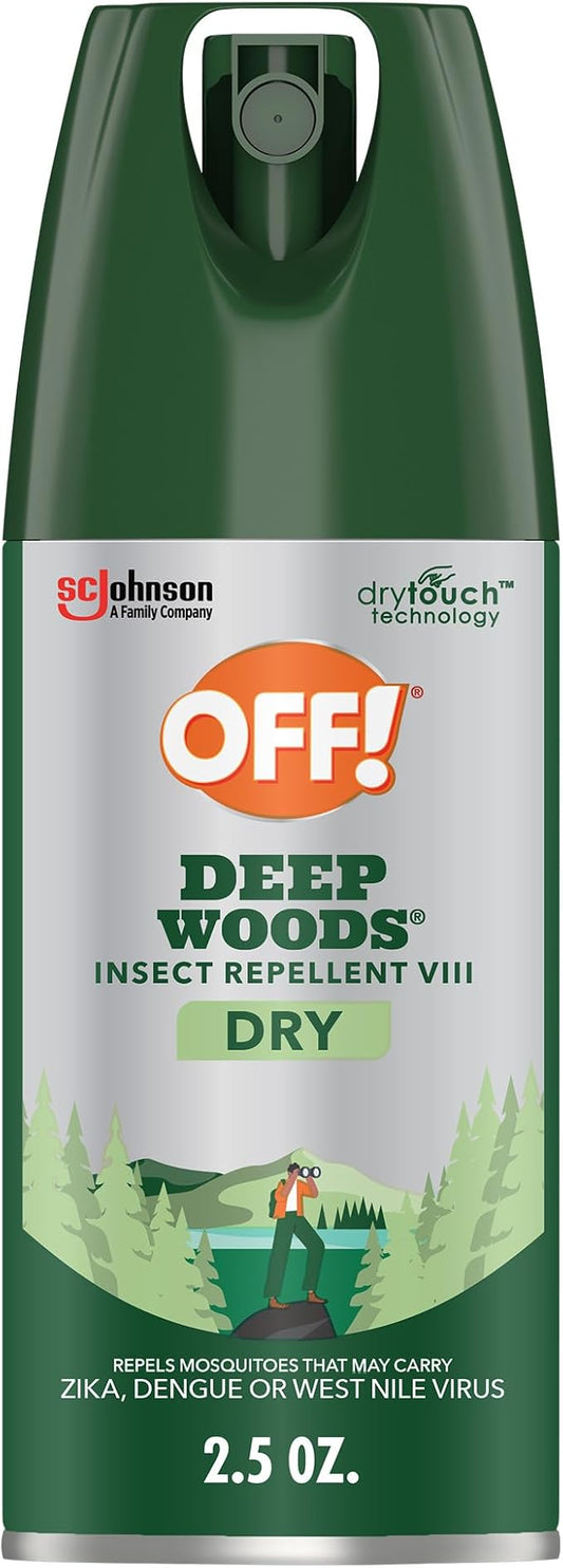 OFF! Deep Woods Travel Size Insect Repellent Aerosol, Dry, Non-Greasy Formula, Bug Spray with Long Lasting Protection from Mosquitoes and Ticks, 2.5 oz