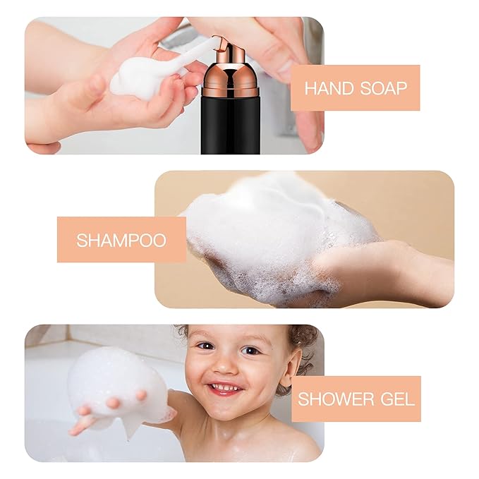 2oz Foam Pump Bottle (30PCS) Empty Travel Foaming Dispenser for Hand Soap, Lash Cleanser, Shampoo (60ml, Rose Gold &Black