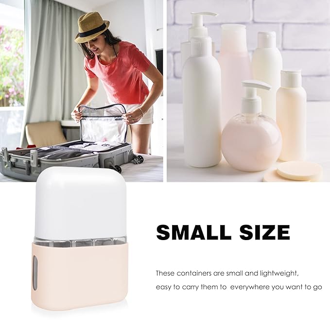 Songaa 4 in 1 Travel Containers - Leak Proof Refillable Plastic Bottles for Toiletries, Beige