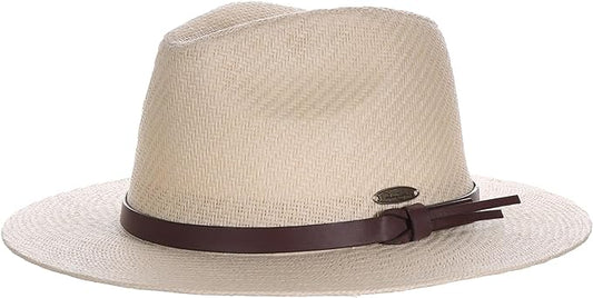 Panama Jack Straw Safari Hat - Vegan Leather Band Matte Toyo, UPF 50+ Sun Protection
