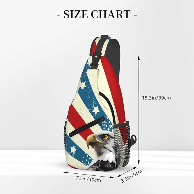 Bald Eagle Sling Bag Multipurpose Crossbody Sling Backpack Travel Cycling Hiking Shoulder Bag For Women Men