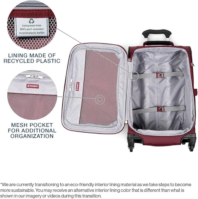 Travelpro Maxlite 5 Softside Expandable 3-Piece Luggage Set — Carry-On, Medium and Large Checked Luggage — Burgundy