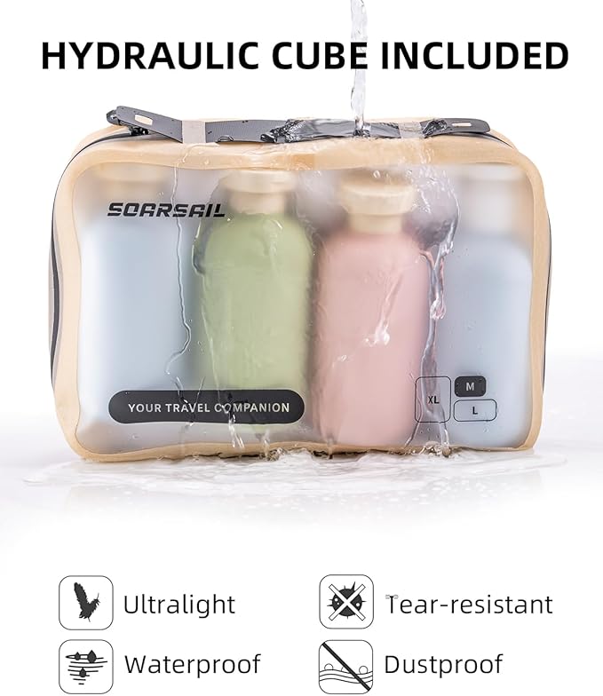 6 Set Compression Packing Cubes for Travel, Large Medium Small Luggage Organizers, Storage Bags for Clothes (6 Pack, Mist Khaki)