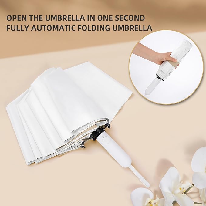 Folding Umbrella Anti-UV Compact Durable Folding Umbrella Auto Open Close Windproof Travel Umbrella Premium Grip Fits Backpack