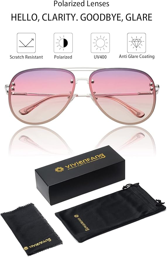 Trendy Oversized Aviator Sunglasses for Women 2025, Cute Retro Aviator Sun Glasses UV Protection Big Shades VF2203