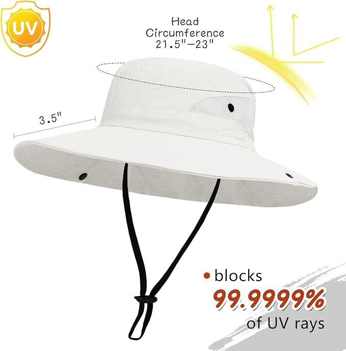 ZOORON Women's Ponytail Safari Sun Hat,Wide Brim UV Protection Outdoor Bucket Hat,Foldable Beach Summer Fishing Hat