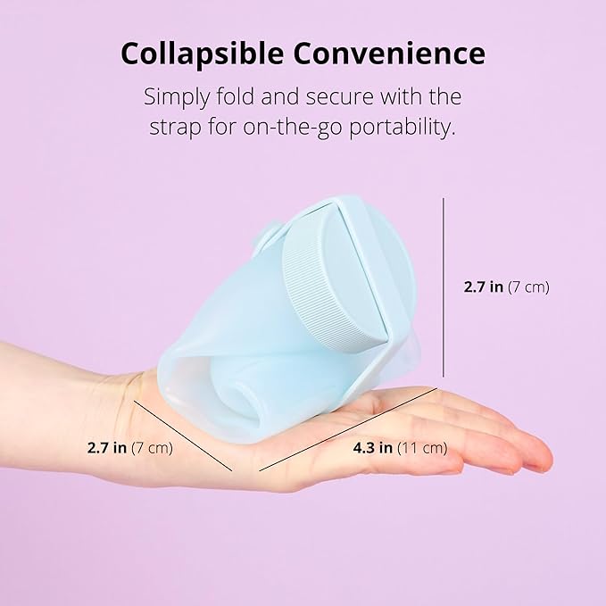 BLUE GINKGO Collapsible Water Bottle – Lightweight, Foldable Silicone Bottle for Travel, Hiking, and Camping (16.9oz, Made in Korea, Blue)