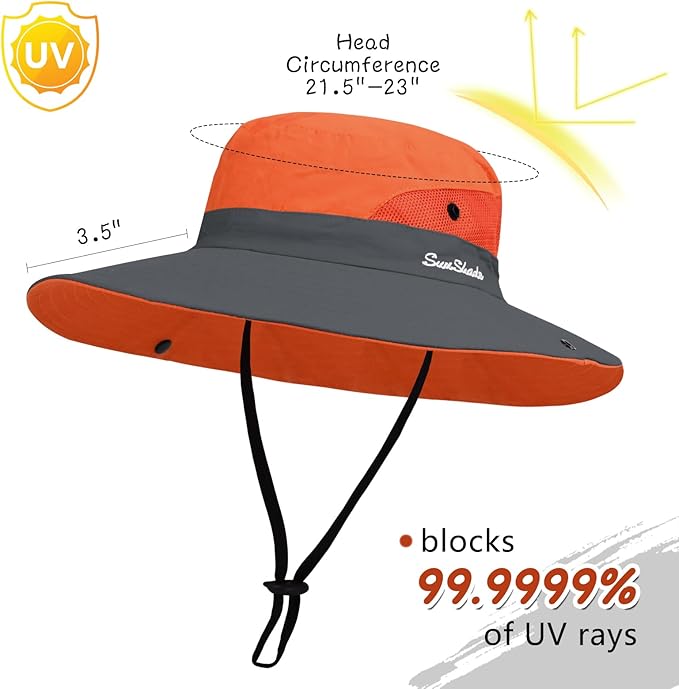 ZOORON Women's Ponytail Safari Sun Hat,Wide Brim UV Protection Outdoor Bucket Hat,Foldable Beach Summer Fishing Hat