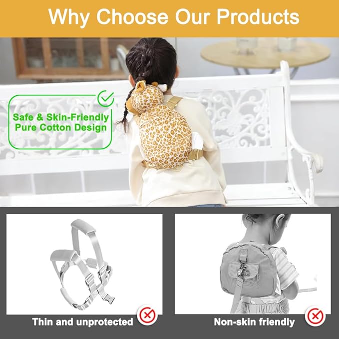 2 in 1 Monkey Toddler Safety Harness Backpack Children's Walking Leash Strap (giraffe)
