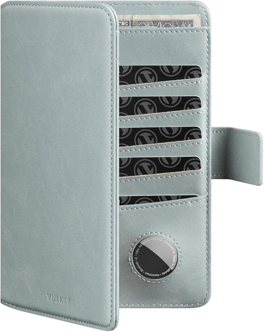 VULKIT Passport Holder with Airtag Holder RFID Blocking Passport Wallet Travel Leather Passport for Women(Blue)