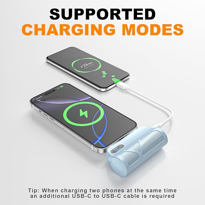 ZBF Mini Portable Charger Power Bank,5000mAh Cell Phone Portable Power PD 20W Fast Charging USB-C, LCD Display Battery Pack for iPhone 14/14 Pro Max/13/13 Pro/12 Pro/11/XS/XR/X/8/7/6 etc (Blue)