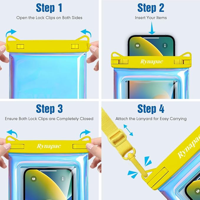 Waterproof Phone Pouch Floating for Beach Essentials, IPX8 Underwater Cell Phone Holder with Lanyard for iPhone 16 15 14 Pro Max, Galaxy S24/23/22 (Iridescent, Regular Size [8.5inch])