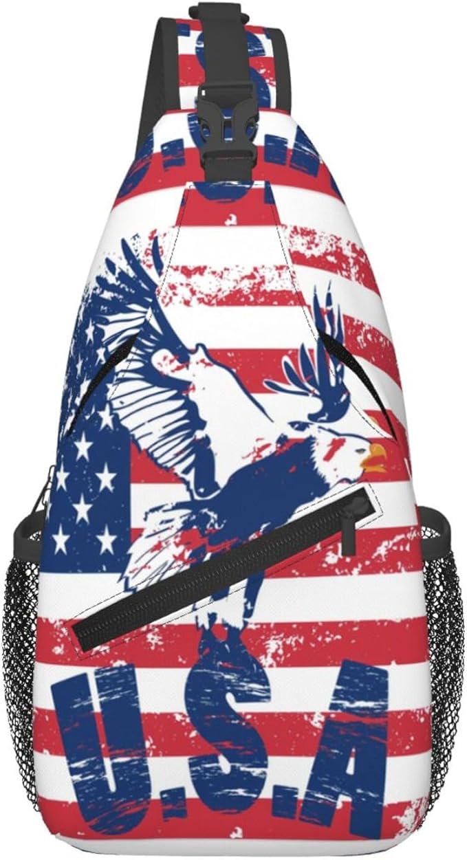 American Flag Sling Bag Multipurpose Crossbody Sling Backpack Travel Cycling Hiking Shoulder Bag For Women Men