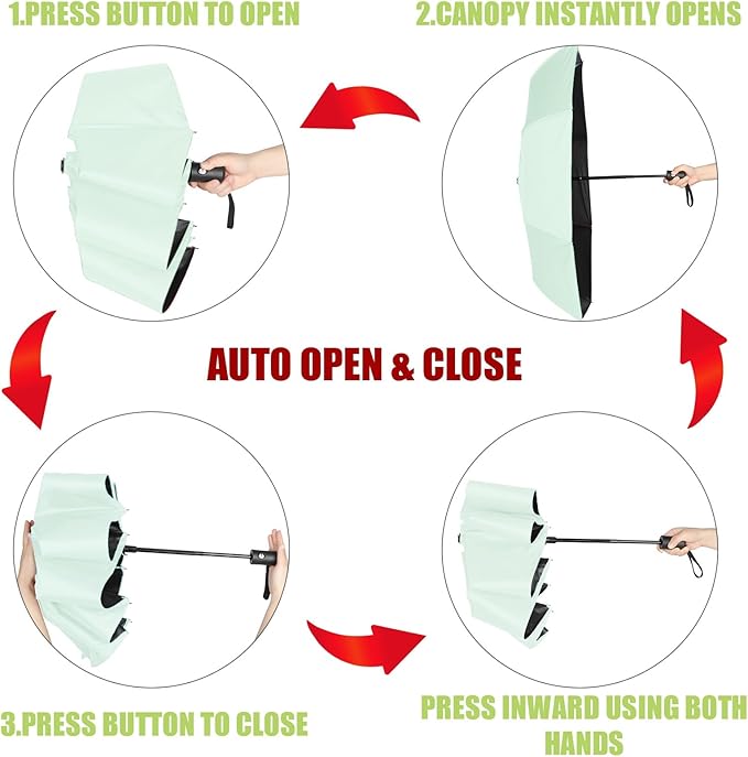 Jexine 6 Pcs Travel Compact Umbrella Automatic Open Close Windproof Small Light Backpack Purse Car Portable Collapsible Umbrella for Rain, Men Women