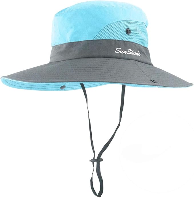Sun Hats for Women Beach Hat Ponytail Hat Womens Sun Hat with UV Protection Wide Brim