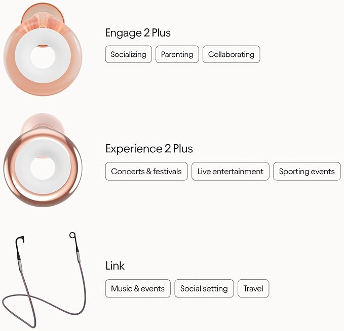 Loop Earplugs Social Plus Link Bundle (2-Pack) – Engage 2 Plus + Loop Experience 2 Plus + Link | Reusable Ear Plugs for Focus, Noise Sensitivity, Music, Parenting & More | 16dB/18 dB Noise Reduction