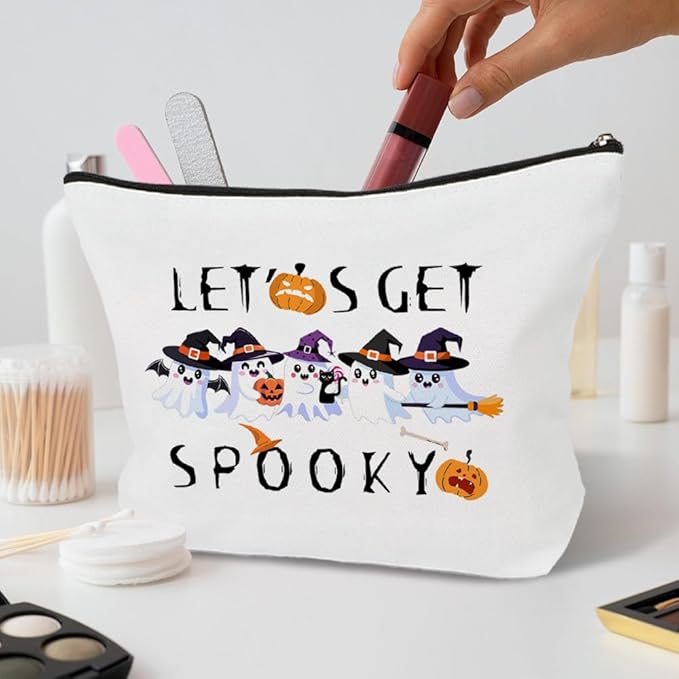 Halloween Gifts for Women Halloween Birthday Gifts Boo Basket Stuffers for Women Teenager Girl Gift Ideas Cosmetic Bag Cute Makeup Bag Boo Basket Stuffers