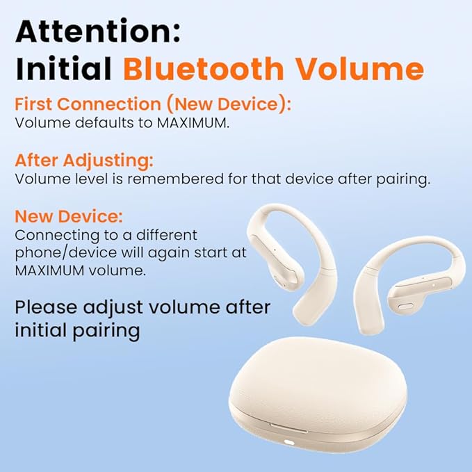 Open Ear Bluetooth 5.3 Earbuds, Wireless Headphones Sport Over Earphones Built-in Mic with Ear Hooks, 58H Playtime Ear Buds Fast Charging, IPX7 Waterproof for Running/Workout-Off White