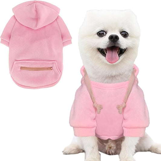 Jecikelon Pet Dog Cold Weather Coat with Pocket Winter Dog Hoodie Warm Puppy Clothes for Small Dogs Chihuahua Clothing (Pink2, X-Small)