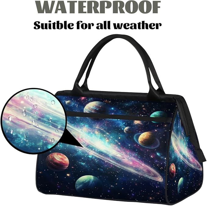 Large Travel Duffle Bag for Women Men,Waterproof Weekender Overnight Bag Carry on Tote Bags for Gym Sport Business Trip,Galaxy Planets Stars Duffel Bags