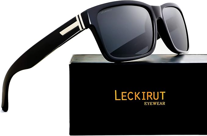 LECKIRUT Vintage Polarized Sunglasses for Men Women Retro Oversized Square Mirror Sun Glasses
