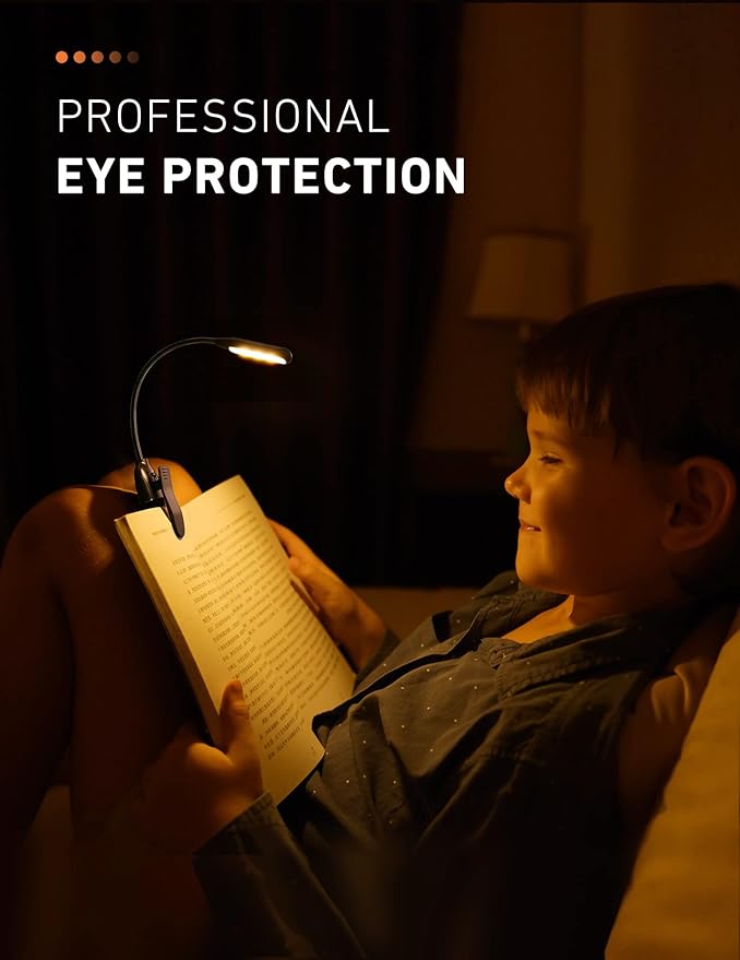 Monotremp Book Lights for Reading at Night in Bed, 80 Hours Runtime Rechargeable Reading Lights for Books in Bed, 3 Brightness Levels × 3 Color Temperatures, 1.3 oz Lightweight