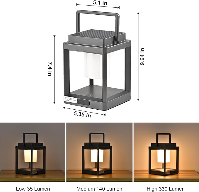 Solar Lantern Outdoor Table Lamp: Portable Waterproof LED Light - Hanging Rechargeable Lights for Patio Camping