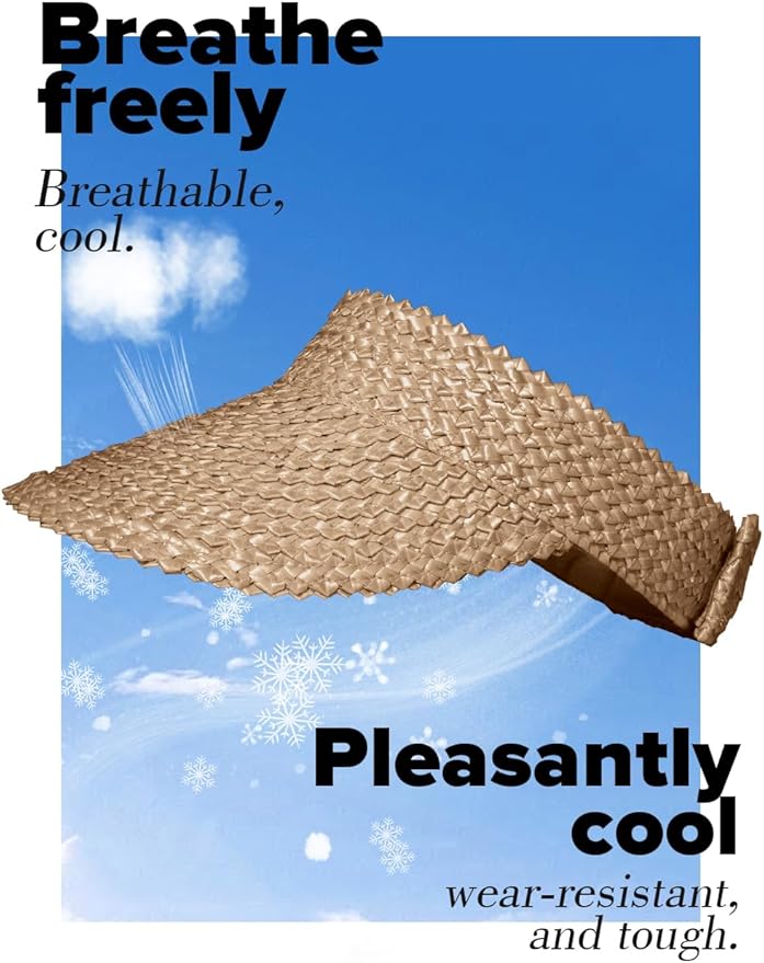 Straw Sun Visors & Hats for Women - Packable Beach Hats, Handmade, Sun Protection