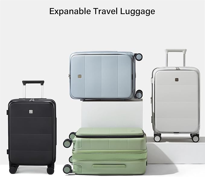 Hanke Hardside Expandable Carry On Luggage, 20 Inch Top Opening Trunk Luggages with Spinner Wheels, All-PC Hard Shell Carry-On Suitcase, Lightweight & TSA Airline Approved (Jet Black, 46L)
