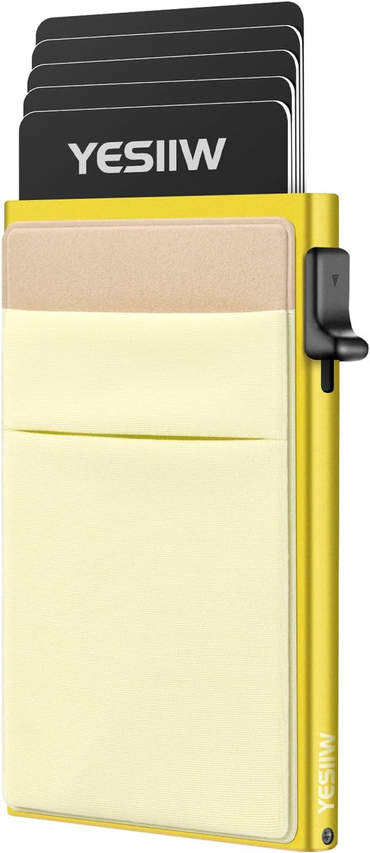 YESIIW Credit Card Holder Wallet for Men RFID Blocking Slim Minimalist Metal Wallet with Money Pocket Contactless Card Protector