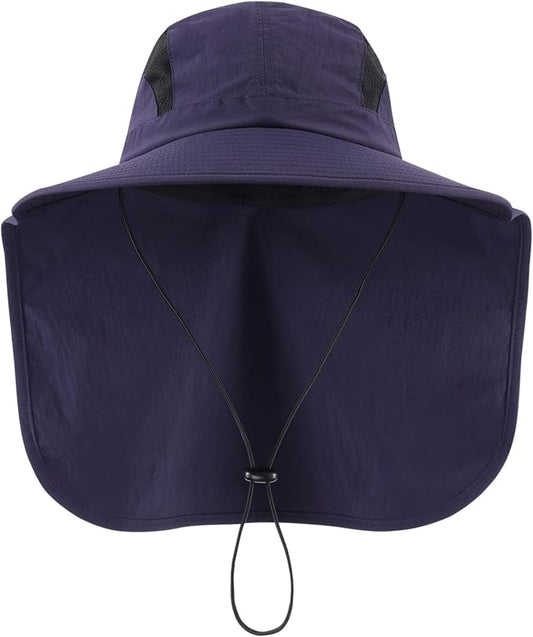 Home Prefer UPF 50+ Sun Hats for Men Women Wide Brim Fishing Hat with Neck Flap UV Protection Sunblock Safari Bucket Hat