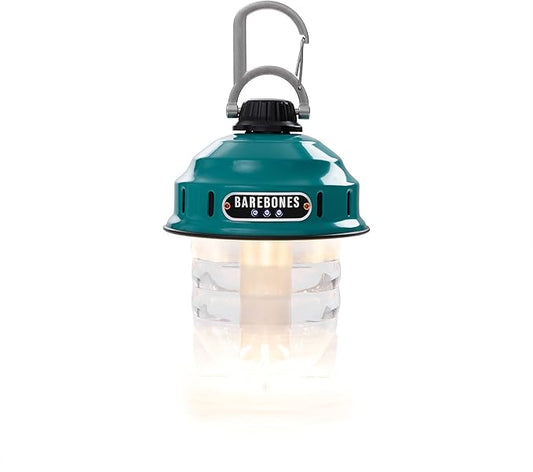 Barebones Beacon Hanging Light – Teal, Rechargeable LED Camping Lantern with Adjustable Brightness – Weatherproof Vintage-Style Hanging Lantern for Outdoor Adventures and Year-Round Use