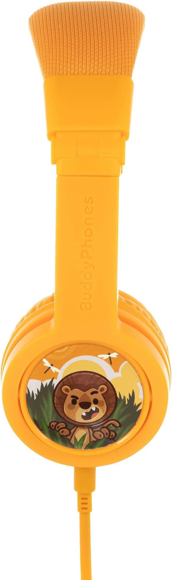 BuddyPhones Explore Plus | Foldable Kids Wired Headphones, Built-in Audio Sharing Cable with in-Line Mic - SafeAudio Volume-Limiting for Kindle, iPad, iPhone, or Android (Sun Yellow)